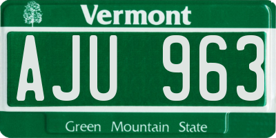 VT license plate AJU963
