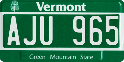 VT license plate AJU965