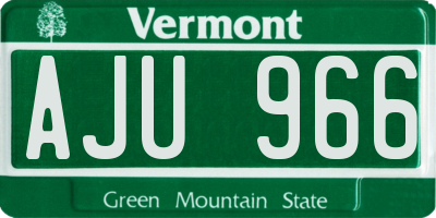 VT license plate AJU966