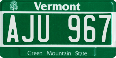 VT license plate AJU967