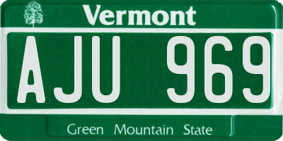 VT license plate AJU969