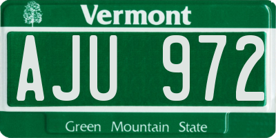VT license plate AJU972