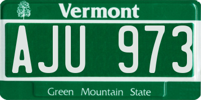VT license plate AJU973