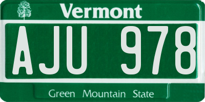 VT license plate AJU978