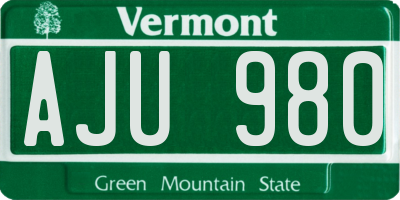 VT license plate AJU980