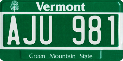 VT license plate AJU981