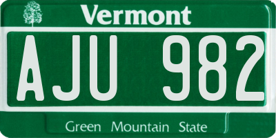 VT license plate AJU982