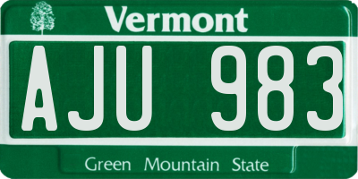 VT license plate AJU983