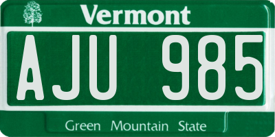 VT license plate AJU985