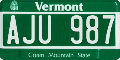 VT license plate AJU987