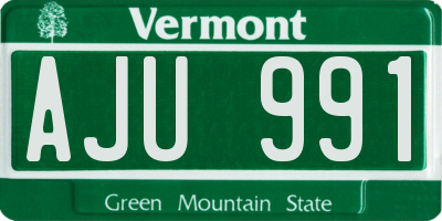 VT license plate AJU991