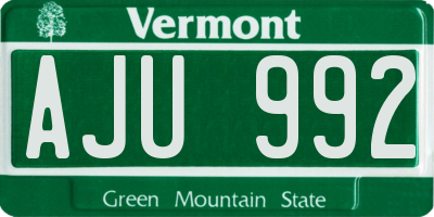 VT license plate AJU992