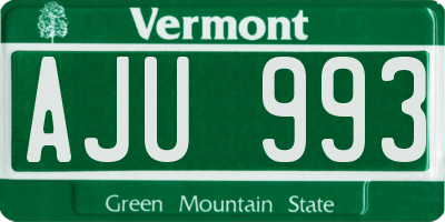 VT license plate AJU993
