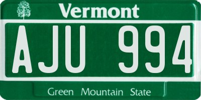 VT license plate AJU994