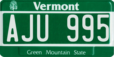 VT license plate AJU995
