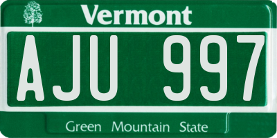 VT license plate AJU997