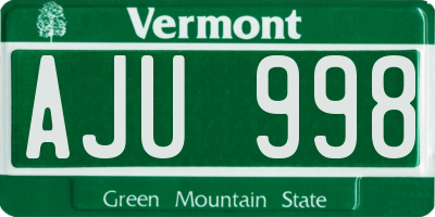 VT license plate AJU998