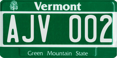 VT license plate AJV002