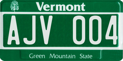 VT license plate AJV004