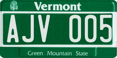 VT license plate AJV005