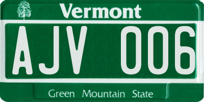 VT license plate AJV006