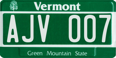 VT license plate AJV007