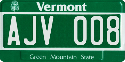 VT license plate AJV008
