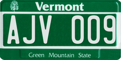 VT license plate AJV009