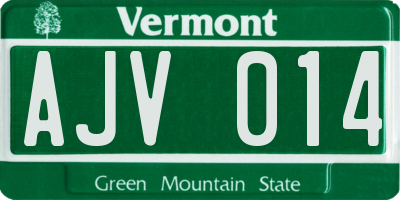 VT license plate AJV014