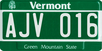 VT license plate AJV016