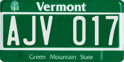 VT license plate AJV017