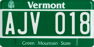 VT license plate AJV018