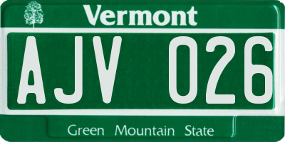 VT license plate AJV026