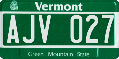 VT license plate AJV027