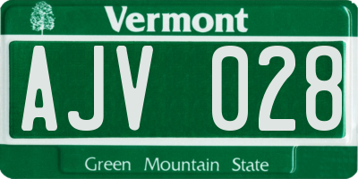 VT license plate AJV028