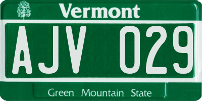 VT license plate AJV029