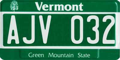 VT license plate AJV032