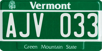 VT license plate AJV033