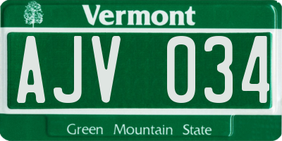 VT license plate AJV034