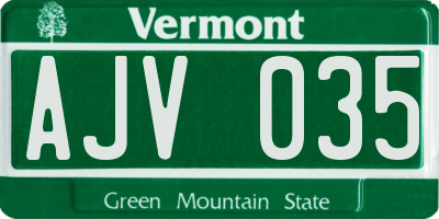 VT license plate AJV035