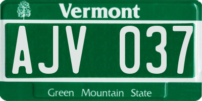 VT license plate AJV037