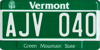 VT license plate AJV040