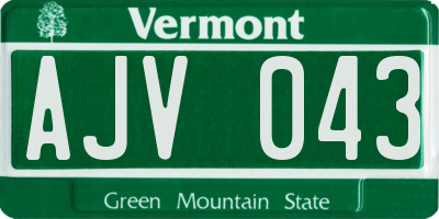 VT license plate AJV043