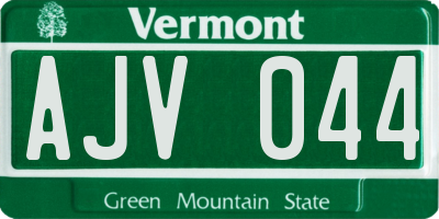 VT license plate AJV044