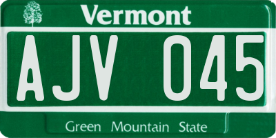 VT license plate AJV045