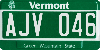 VT license plate AJV046