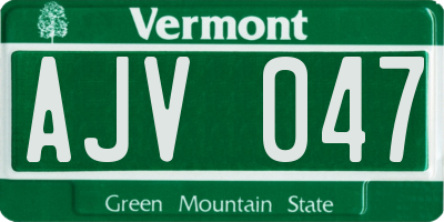 VT license plate AJV047