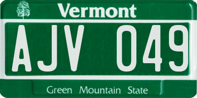 VT license plate AJV049