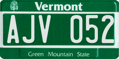 VT license plate AJV052