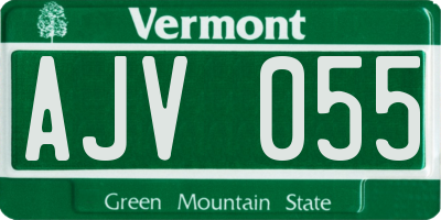 VT license plate AJV055